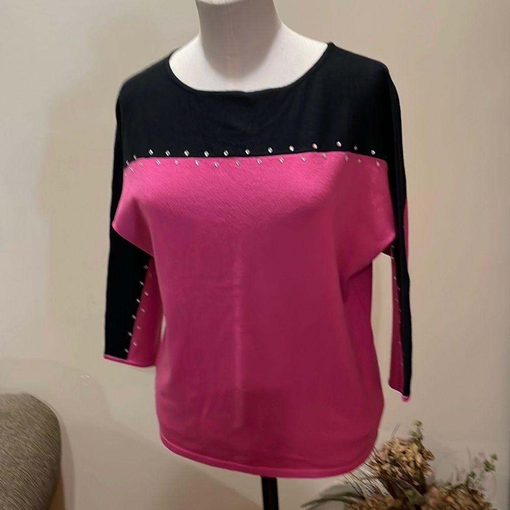 Classic Bob Mackie Bejeweled Wearable Art Sweater Sz S